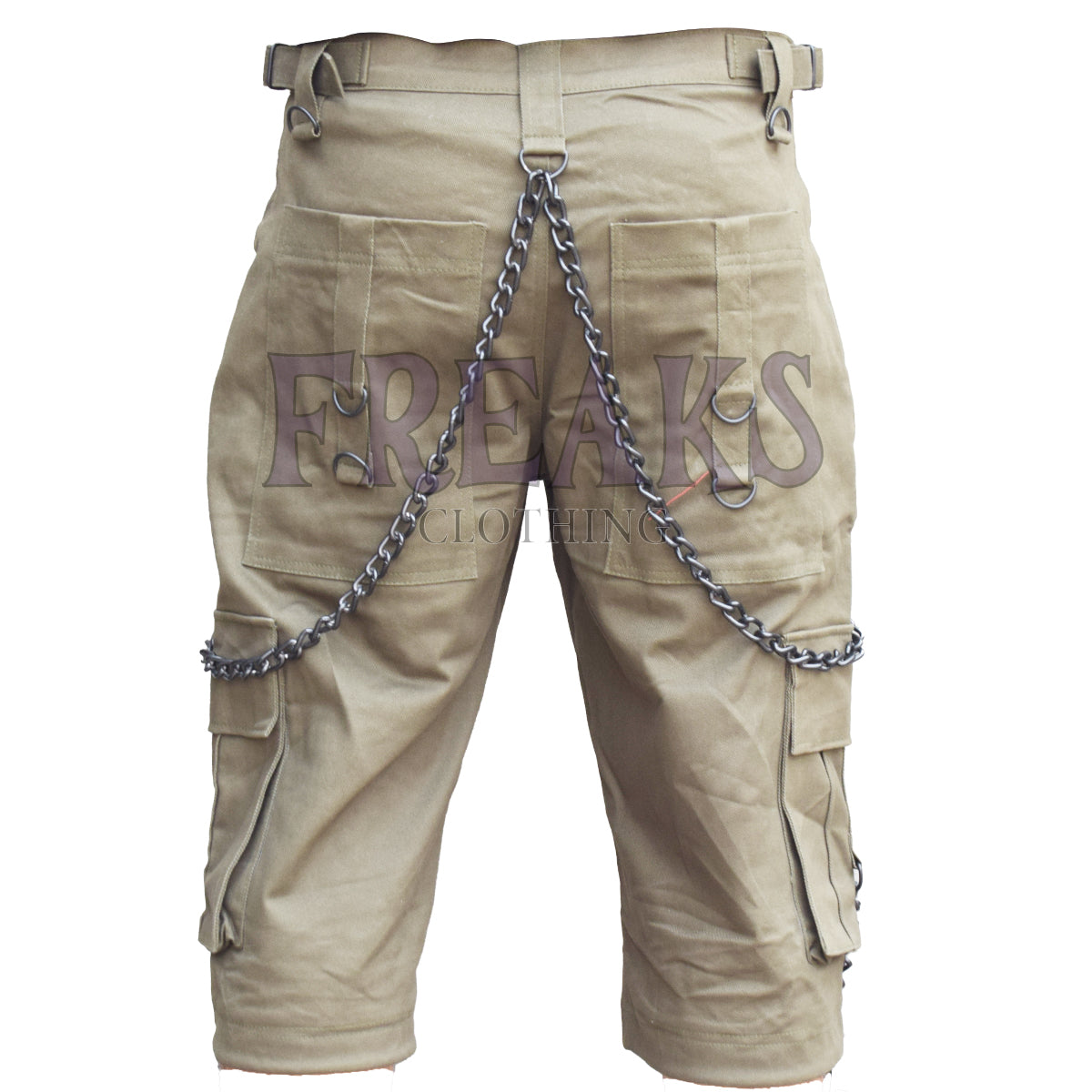 Khaki Cargo Chains Shorts Men's
