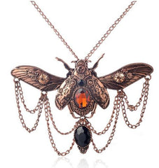 Vintage Beetle Pendant Steampunk Jewelry Necklace