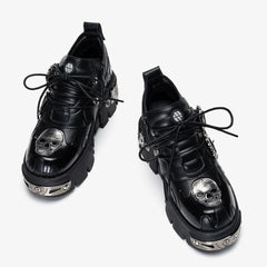 Unisex Punk Rock Skull Retro Leather Shoes