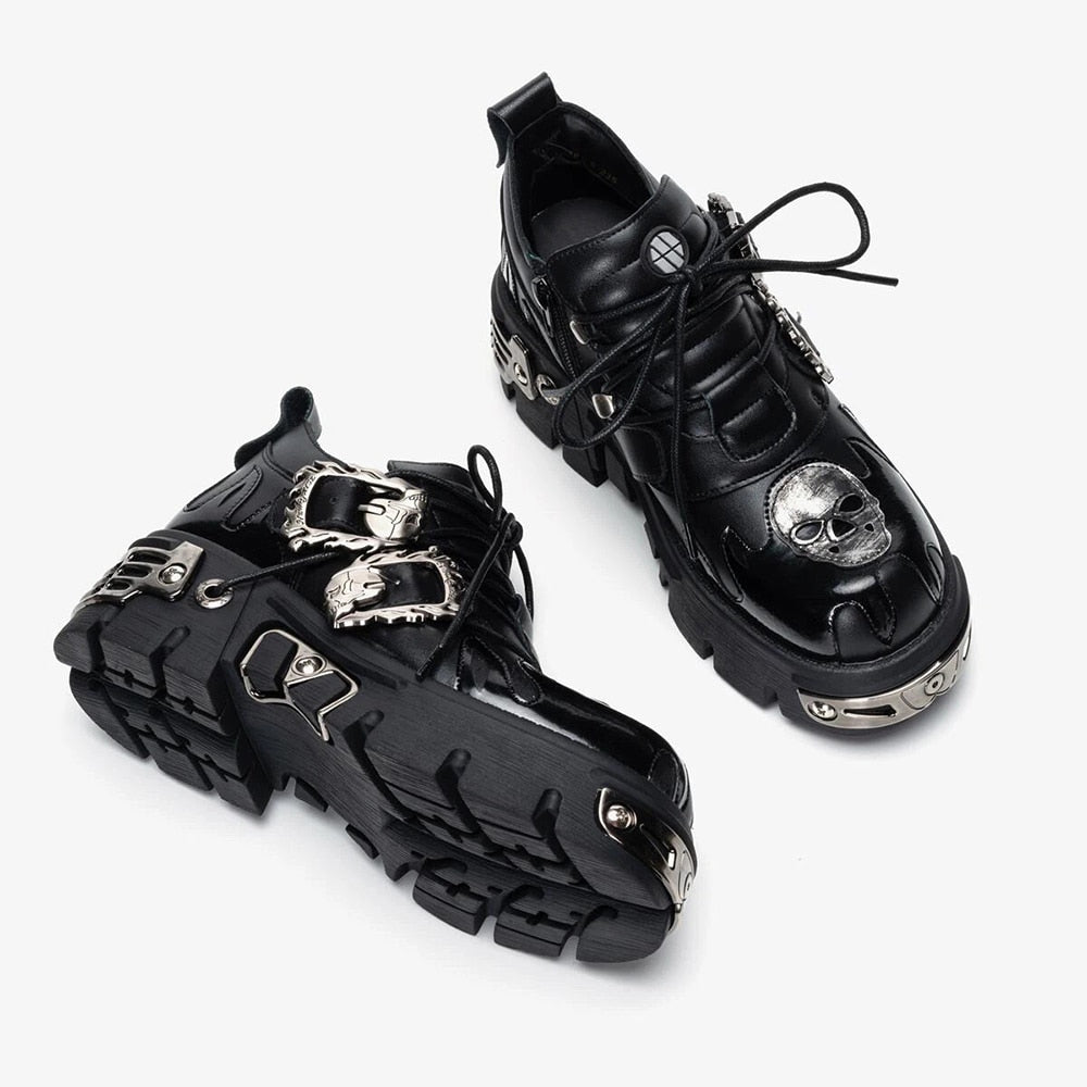 Unisex Punk Rock Skull Retro Leather Shoes