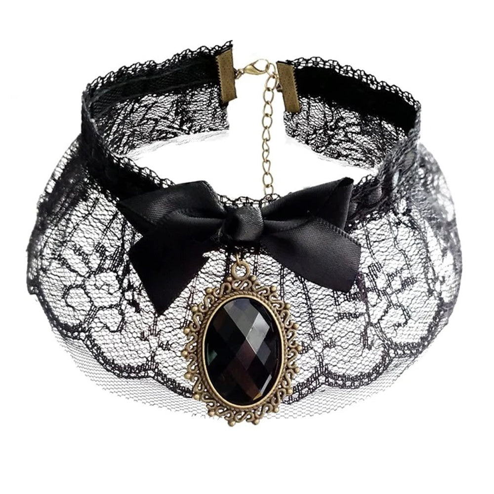 Women Goth Party Pendant Jewelry Vintage Laces Choker Necklace