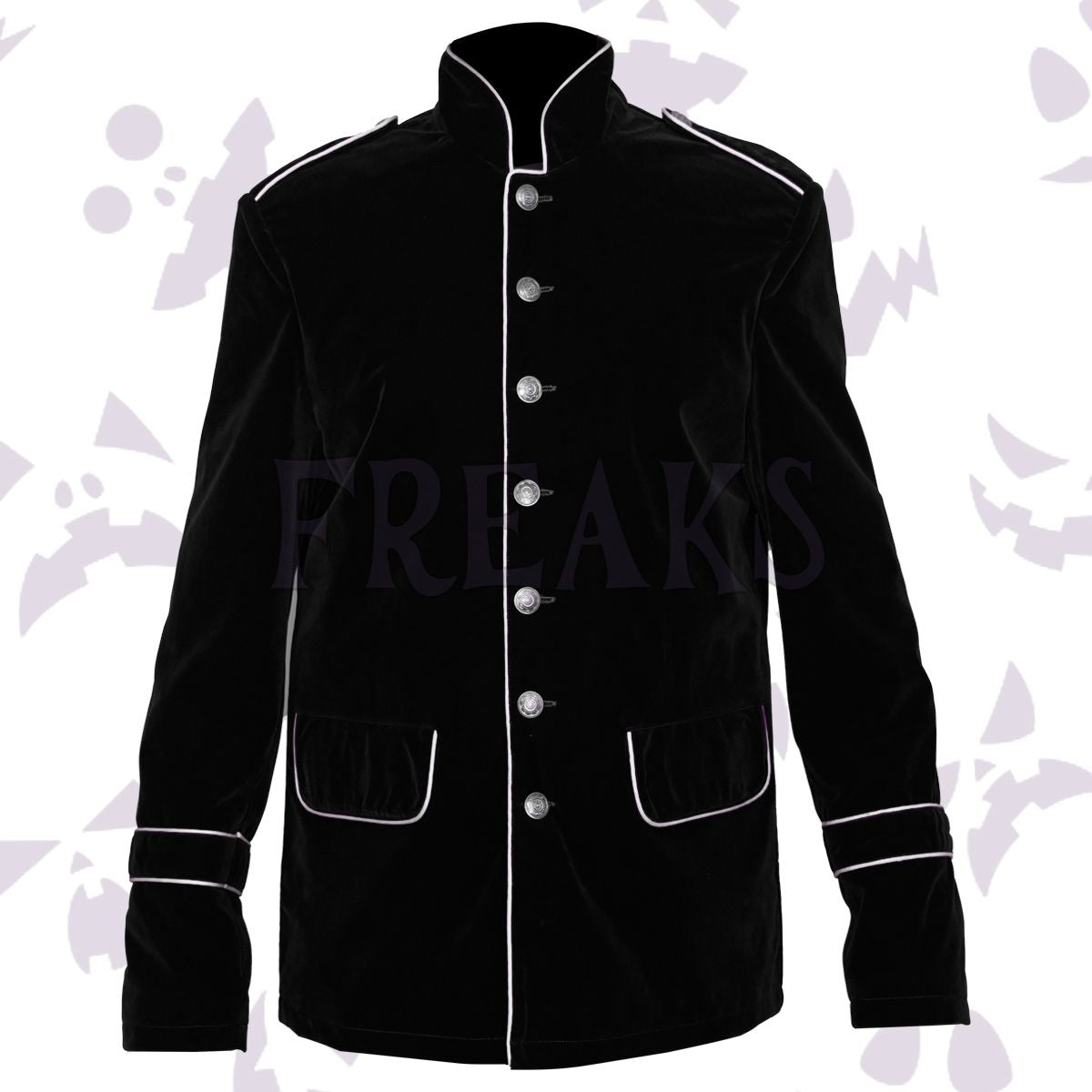 Black Steampunk Velvet Jacket Military Parade Jacket